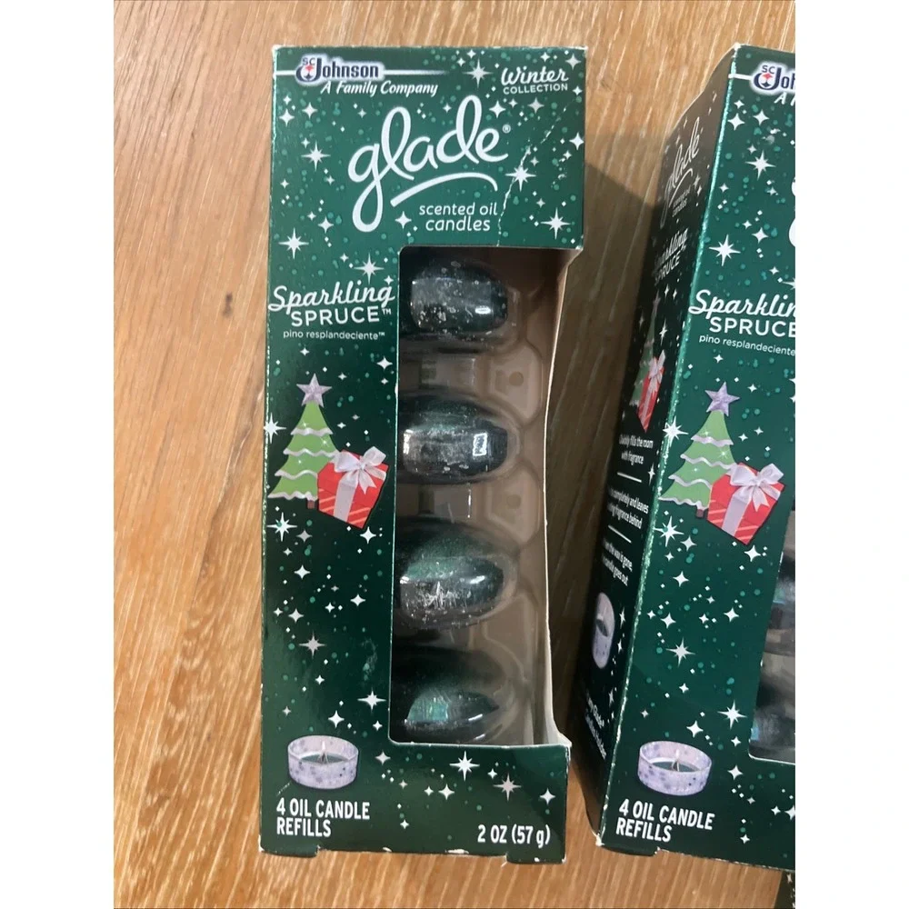 (12) GLADE Scented Oil Candle‎ refills SPARKLING SPRUCE Holiday